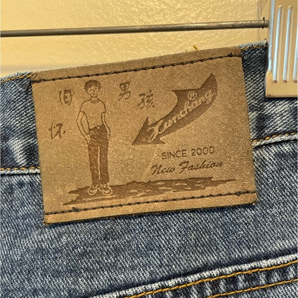 Vintage y2k HJNH Wrinkle straight leg high rise ribcage jeans blue size 31 - Picture 2 of 8